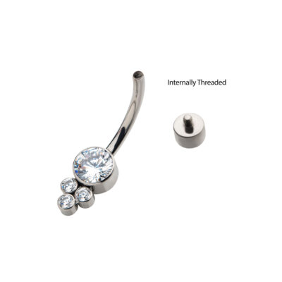Bezel Set Round Clear Cluster Fixed Navel
