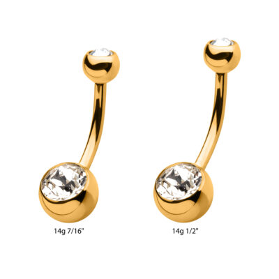 Gold Crystal Fixed Bottom Navel Piercing Jewelry