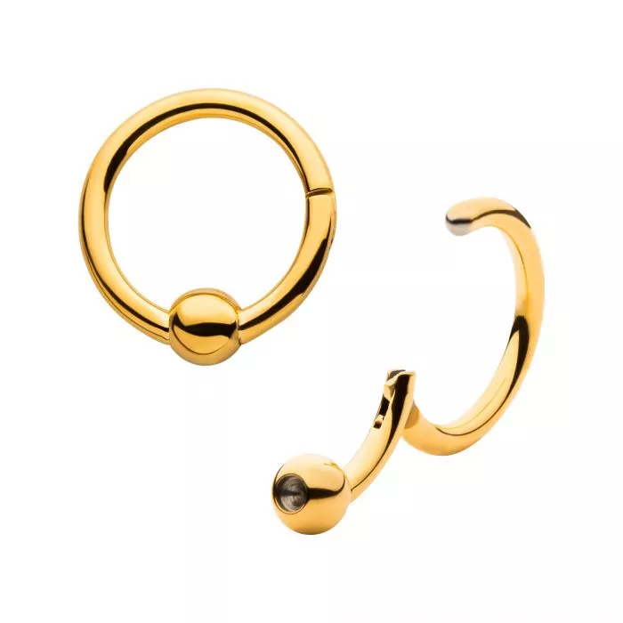 Gold Titanium Ball Hinged Segment Ring
