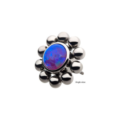 Titanium Threadless with 11pcs Beads Opal Disc Top