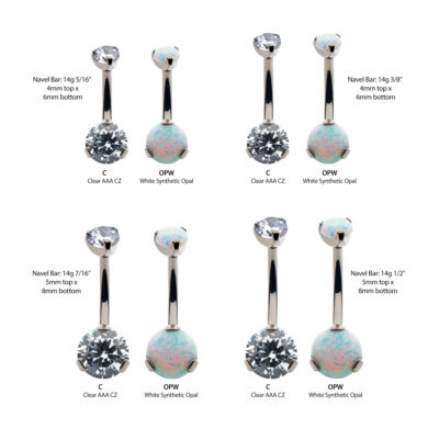 Prong Set Round Synthetic Opal Detachable Navel Curve