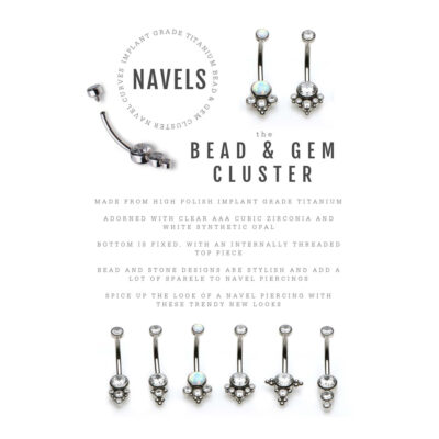 Tri Bead Bezel Cluster Navel Curve Jewelery