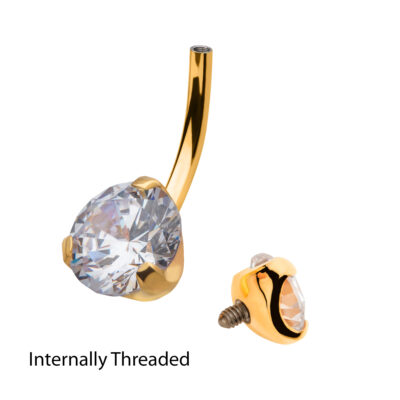 Gold Internally Threaded Fixed Navel Jewelery