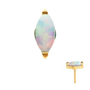 Titanium Threadless with 2-Prong Marquise Opal Top