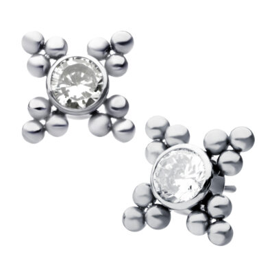 Titanium Threadless 4 Tri-bead Clusters
